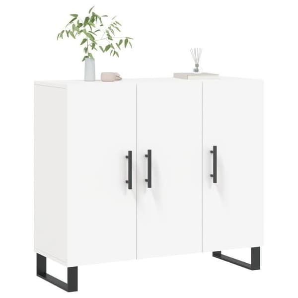 vidaXL Buffé vit 90x34x80 cm ingenjörsträ 828132