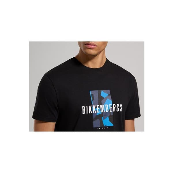 T-shirt 100% bomull med tryckt logotyp - Bikkembergs.