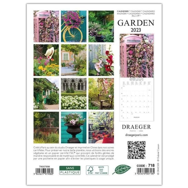 Small Wall Calendar Gardens - 2023 - Draeger Paris