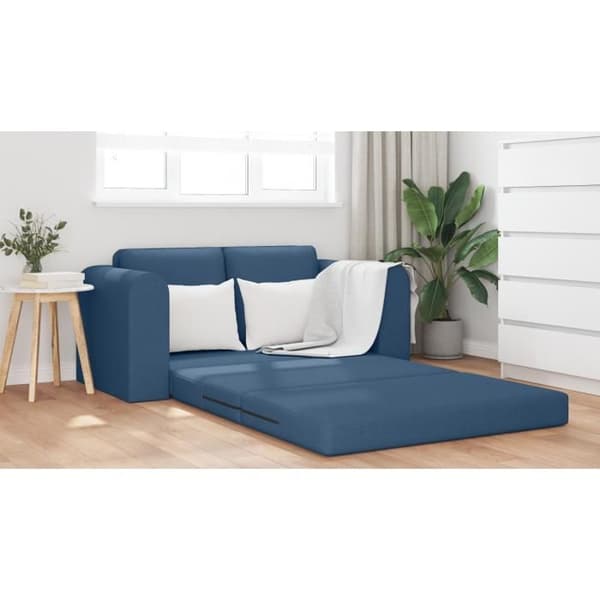 Soffa säng 2 i 1 Blå 148x71x83 cm Tyg