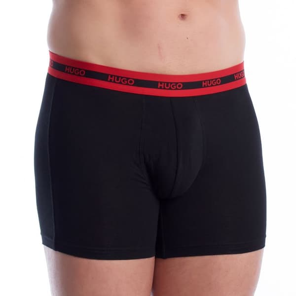 3-pack elastiska bomullsboxers för män 50545674 - Svart - Röd med mönster
