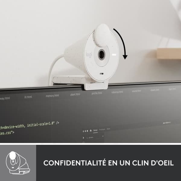 Webkamera - Full HD 1080p - Logitech - Brio 300 - Inbyggd mikrofon - Vit