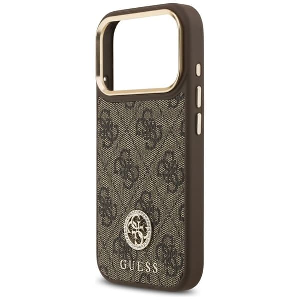 Coque Guess Hardcase 4G Strass Logo MagSafe för iPhone 17 Pro - Brun