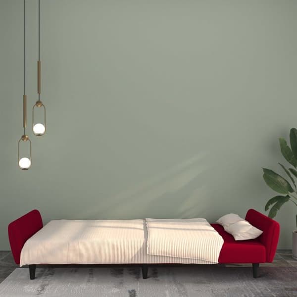 vidaXL Soffa-säng 2 platser vinröd sammet 375862
