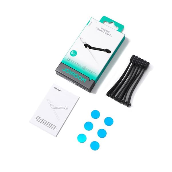 Siliconkabelklämmor med magnet, svarta - 6-pack