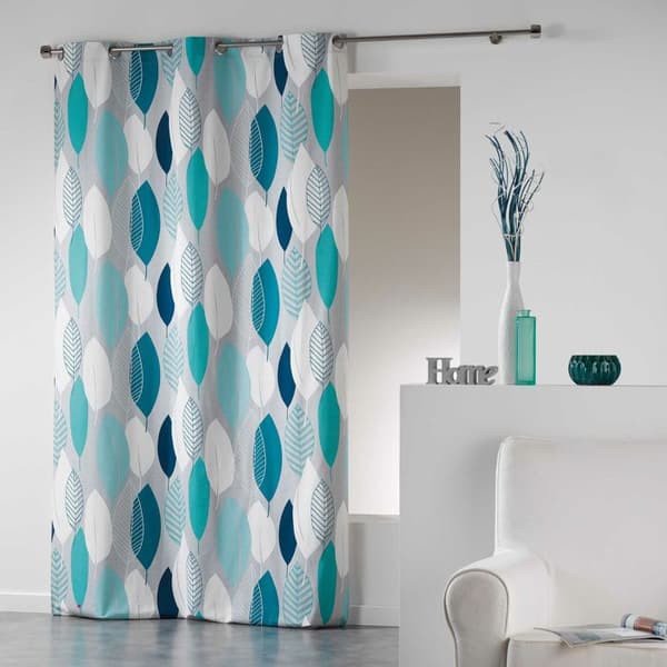 Gardiner med ögla – 140 x 240 cm – Tryckt bomull Leafy Blå