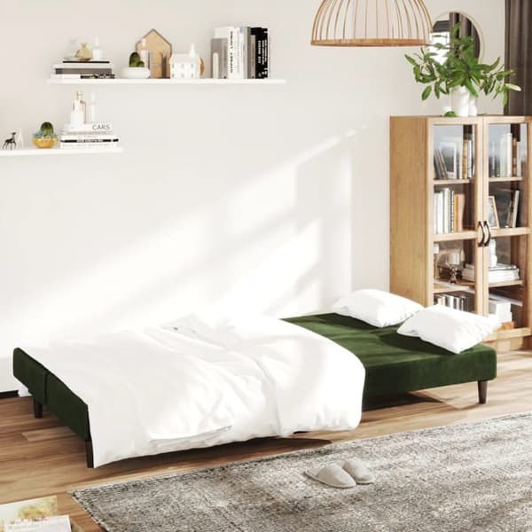 vidaXL Soffgädd med 2 platser mörkgrön sammet 375734