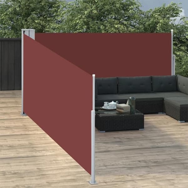 vidaXL Infällbar sidomarkis Brun 100 x 1000 cm