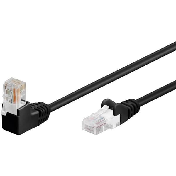 INTELLINET - INTELLINET ICOC U5EB-010-BKL ANGLED PATCH CABLE CAT NÄTVERK 90:e CCA. 5E UTP 1M SVART