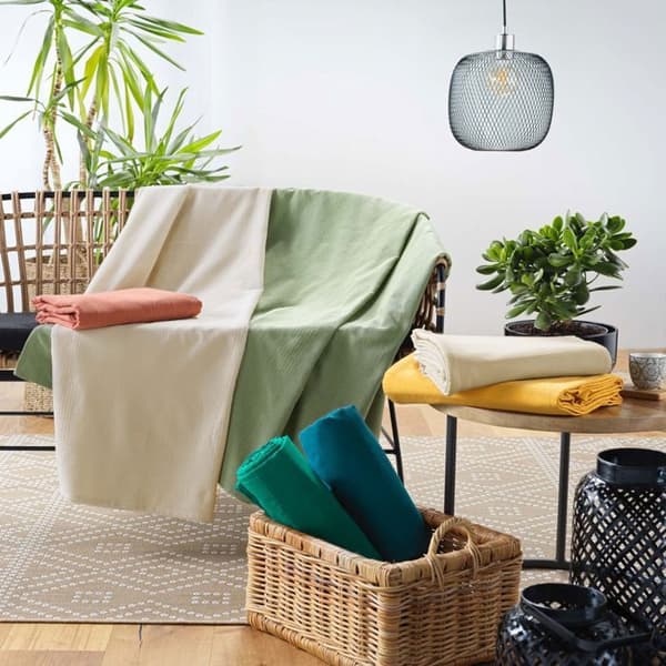 Rullbara pläd 220x240 cm – Polybomull Lucile Blå med knäppning