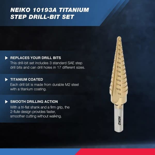 Borr - Neiko bit - 10193A - Stegborr i titan,