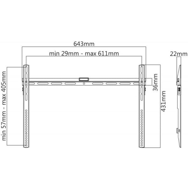 Support vägg - NVS - LCD008BK - Fixe - Stål - Svart - 63 tum max