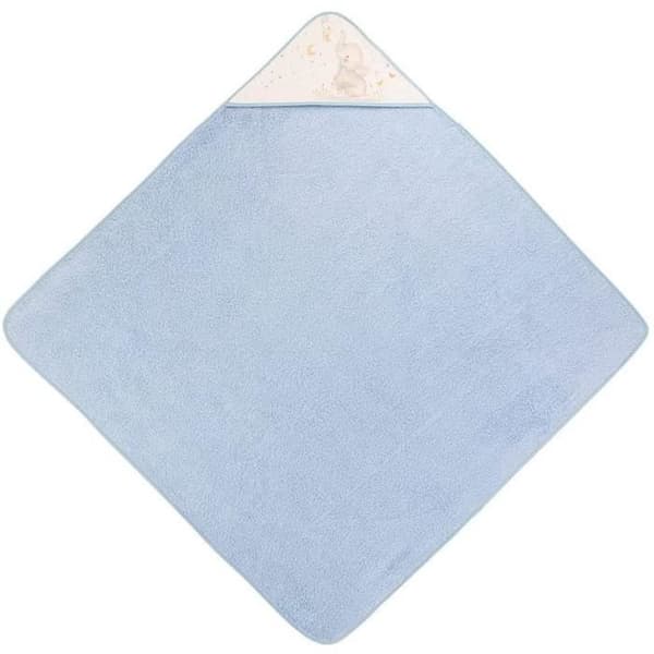 Interbaby elefantbadkappa 100 x 100 cm bomull vit/blå