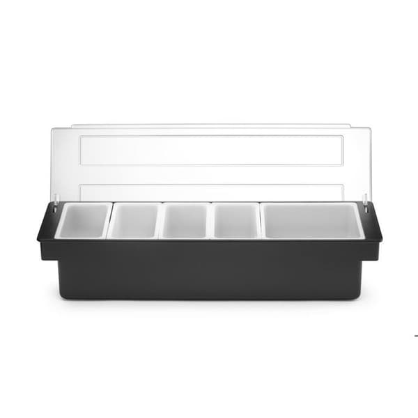 Ingredienslåda - 5 svarta Bar-baskar 480x150x(H)100 mm - Hendi