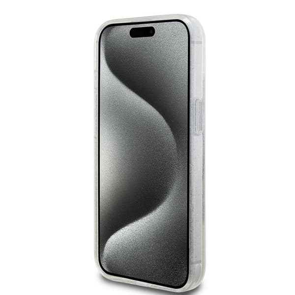 Coque Guess Liquid Glitter Guldstripes för iPhone 15 Plus - Transparent
