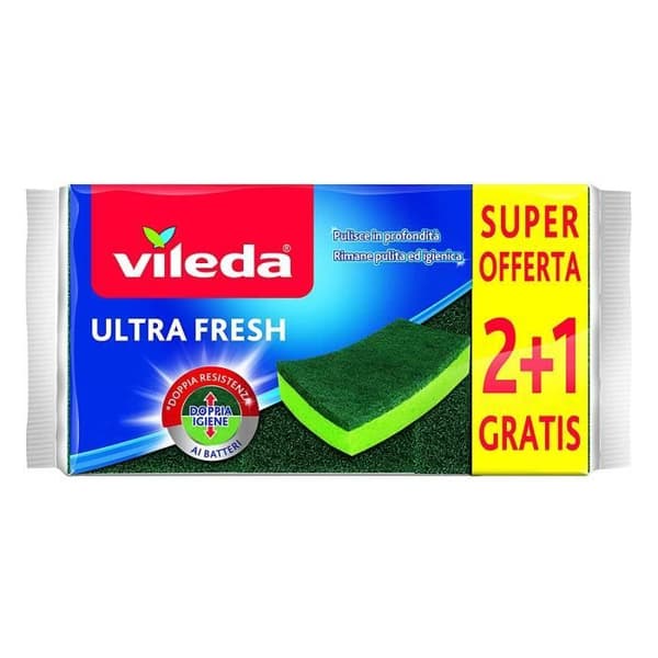 Vileda Ultrafresh 2 + 1 slippsvampar, grön - 162040