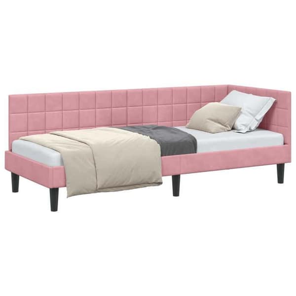 vidaXL Hörnsäng Rosa 80 cm x 200 cm Sammet 42016411