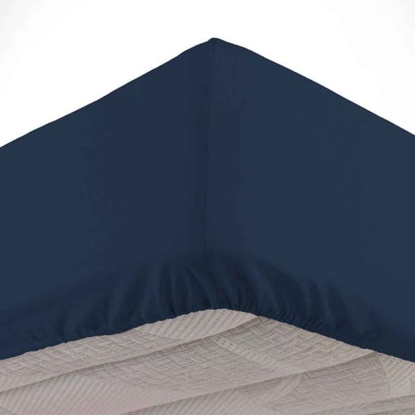 Drap Housse i Bomull "Biolina" 160x200cm Mörkblå