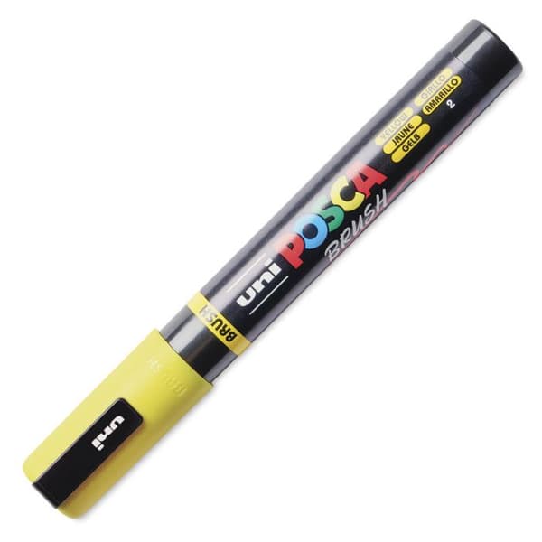 POSCA-markör - Gul - Penselspets - PC5BR - Alla ytor