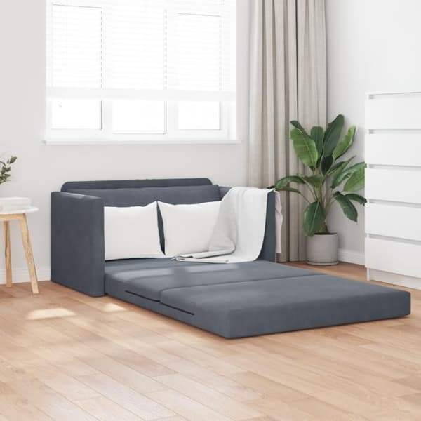 Sängsoffa på golvet 2 i 1 Mörkgrå 124x204x61 cm Sammet