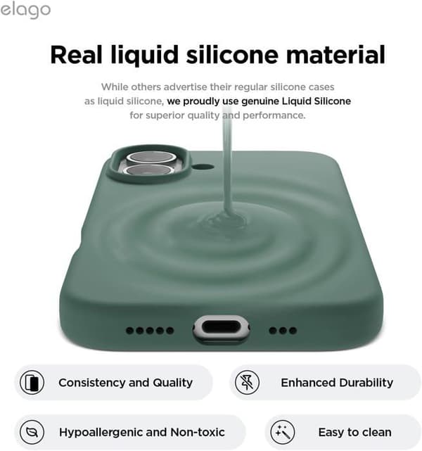 Elago Premium Silikonfodral till iPhone 16, Midnattsgrön