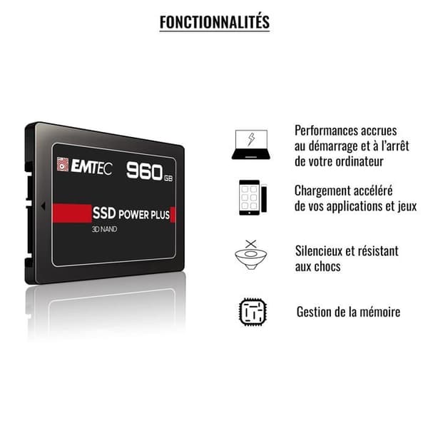 SSD - EMTEC - X150 - 2000 Go - 2.5'' - SATA III - 3D NAND