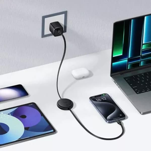 Mini-laddningskabel Baseus Free2Pull USB-C till USB-C 60W 1 m Kluster Svart