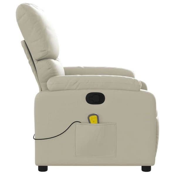 vidaXL Massagefåtölj Krämläder 373442