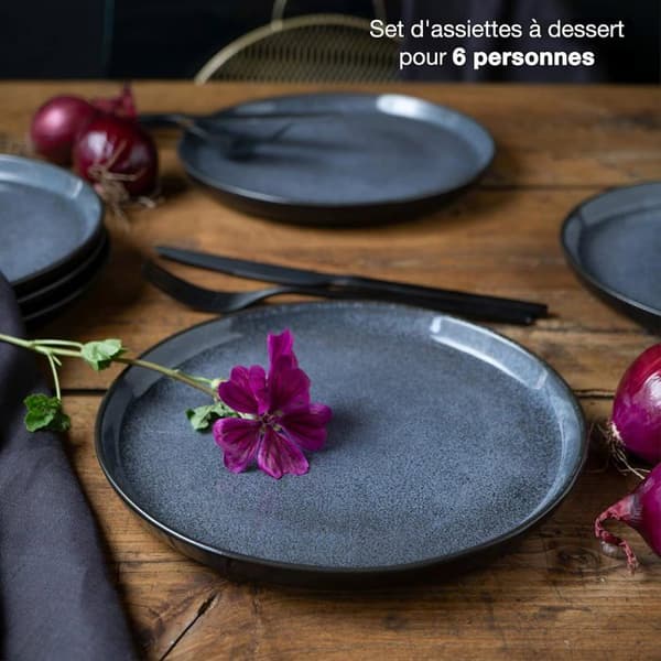 Set med 6 Moritz & Moritz desserttallrikar - Elegant blå porslin