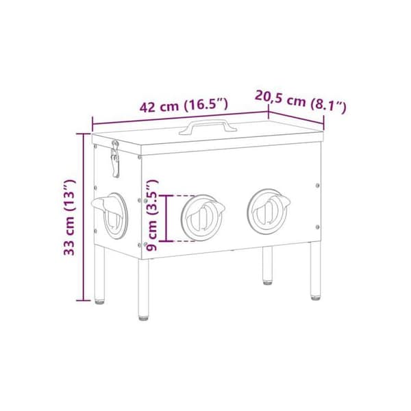 Fjäderfäfoder i galvaniserad stål - vidaXL - Silver - 41.5x20.5x33 cm - Vikt 6.49 kg - Kapacitet 15 kg