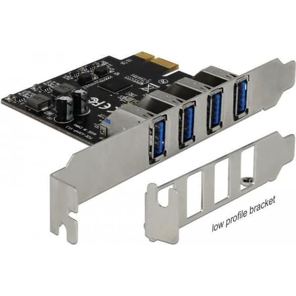 USB-adapter - DELOCK - PCIe 2.0 Low-Profile - USB 3.0 x 4 - Vit färg