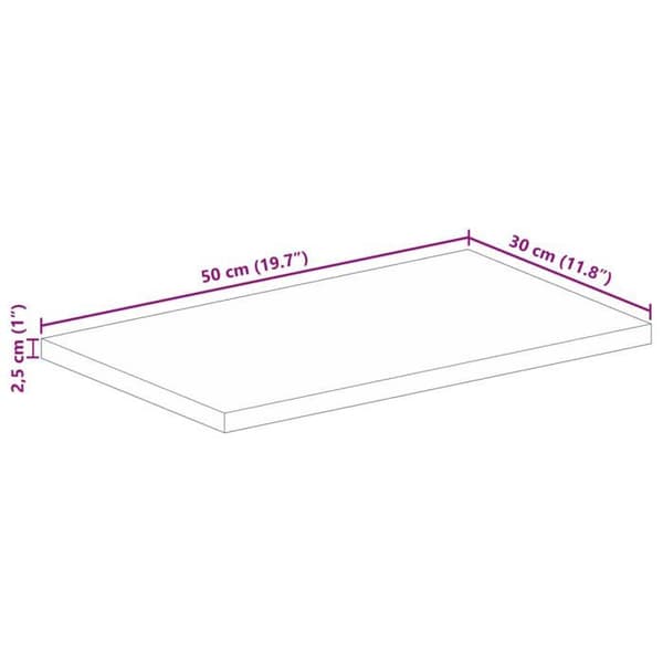 vidaXL Bordskiva 50x30x2,5 cm rektangulär massiv mangoträ 371433