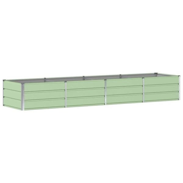 Planteringslåda - VIDAXL - 320 x 80 x 45 cm - Stål & plast - Grön - Rektangulär