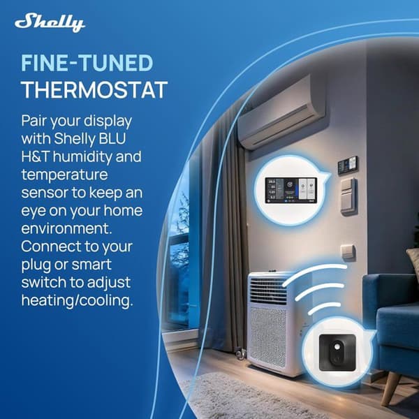 Smarta hemkontrollpanel - SHELLY - 6.95" - Wi-Fi - Termometer - Hygrometer - Svart