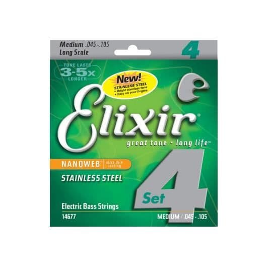 Elixir 14677 Nanoweb 45/105 Bas Medium Gitarrsträngar