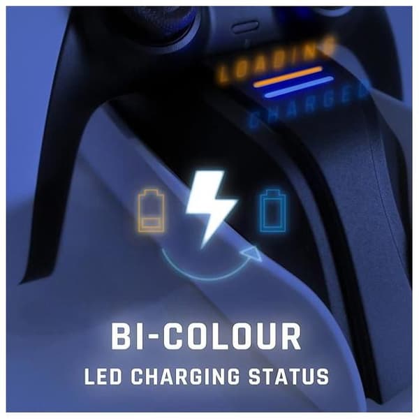 Laddningsstation - SNAKEBYTE - TWIN CHARGE 5 - Vit - Laddare för 2 kontroller - USB Typ C