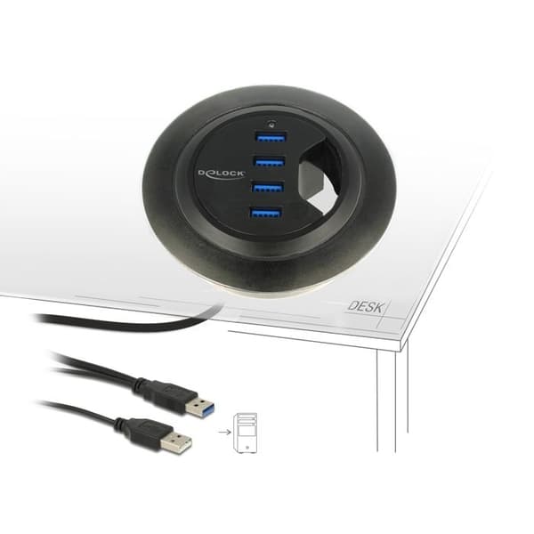 DeLock Hub - 4 x SuperSpeed USB 3.0 - Svart