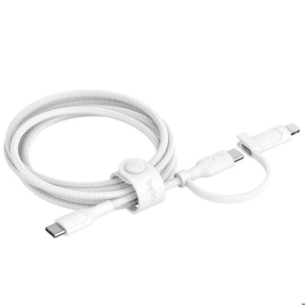 2-i-1 USB-kabel - BELKIN - USB-C Lightning-kabel - 1,5m - Vit - USB 2.0