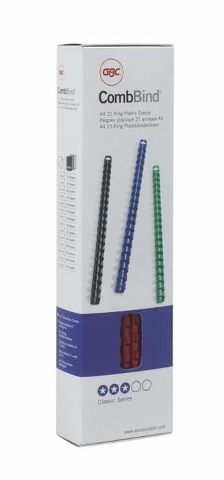 Bindningsstavar - GBC - 4028215 - Plast A4 10mm - 21 ringar - UV-skydd