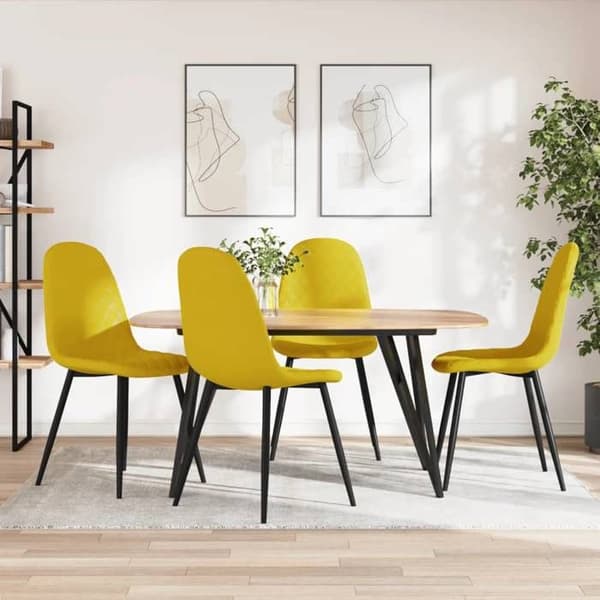 vidaXL matstolar Set med 4 Senapsgul sammet 325664