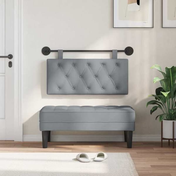 vidaXL Väggmonterad sänggavel Ljusgrå Tyg 42032012