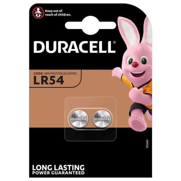 2 LR54 DURACELL KNAPP ALKALISKA BATTERIER 1,5V