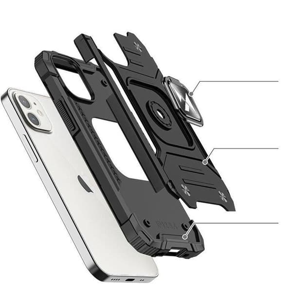 Svart magnetiskt skyddsfodral Ring Armor för iPhone 14 Plus