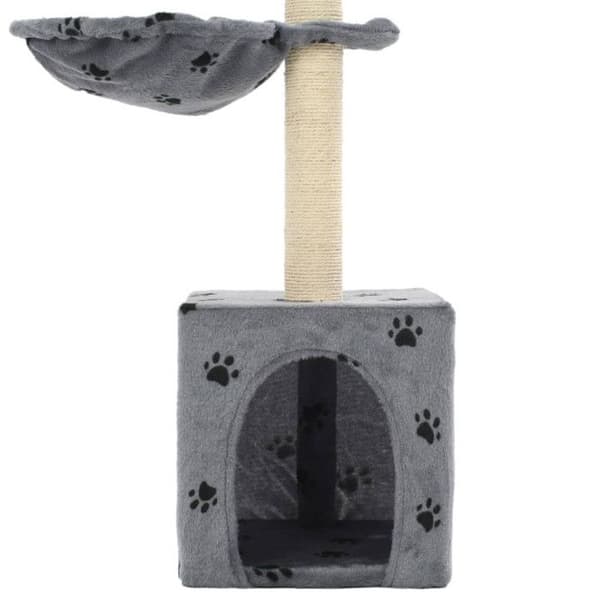 vidaXL Cat Tree and Scratching Post Sisal 105 cm Paw Prints Grå