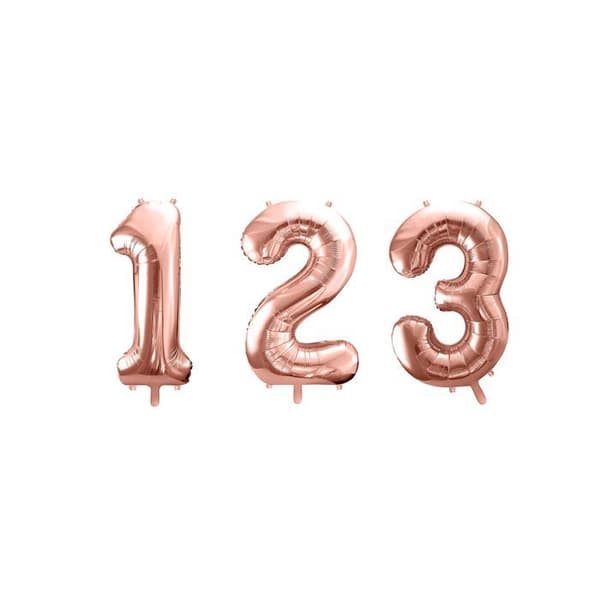 Ballong nummer 3 roséguld - 86 cm