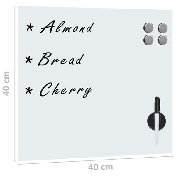 vidaXL Väggmonterad Magnetisk Blackboard Glas 40x40 cm