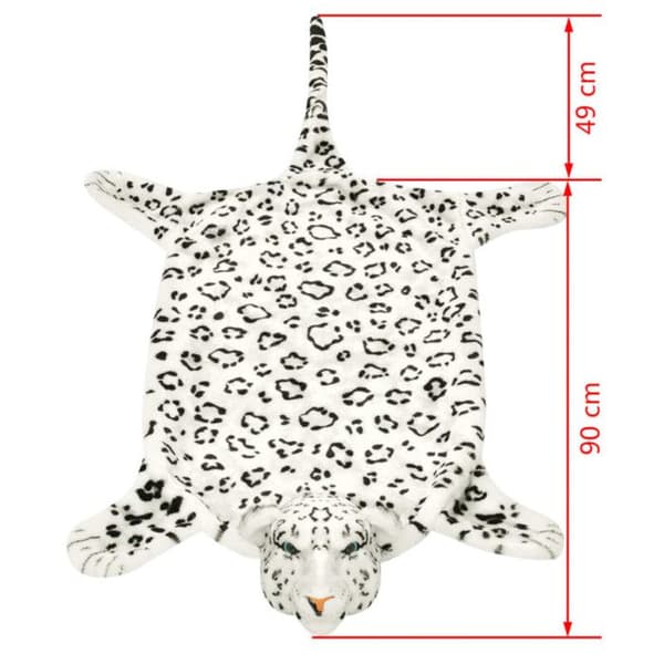 vidaXL Plysch Leopard Matta 139 cm Vit