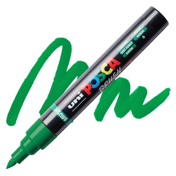 POSCA-markör - Mörkgrön - Penselspets - PC5BR - Alla ytor