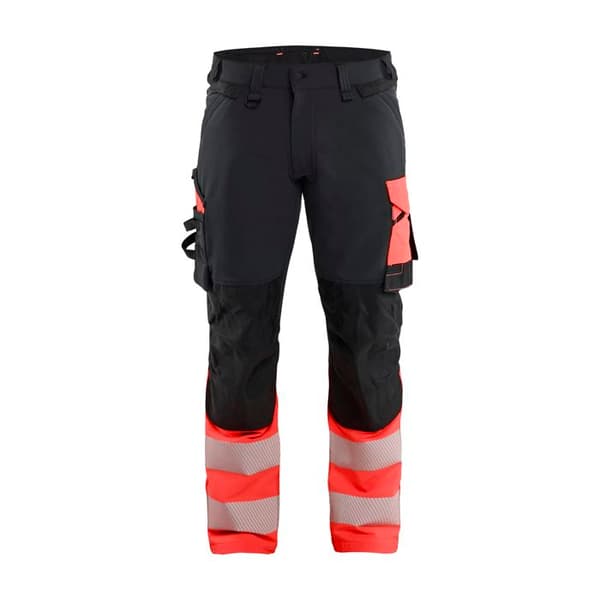 Blaklader Stretch 4D högsynlighetsbyxor - svart/fluoriserande röd