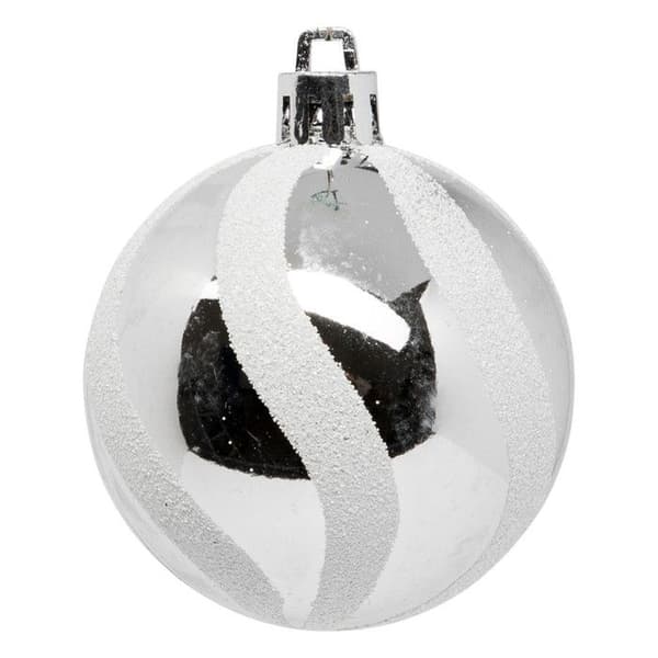 Julkulor - Féerisk - Julfärger - Set om 25 - Plast - D6cm Silver och Vit